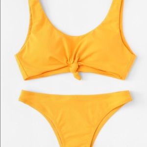 Yellow tie knot bikini
